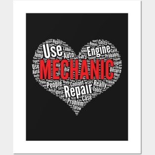 Mechanic Heart Shape Word Cloud Design design Posters and Art